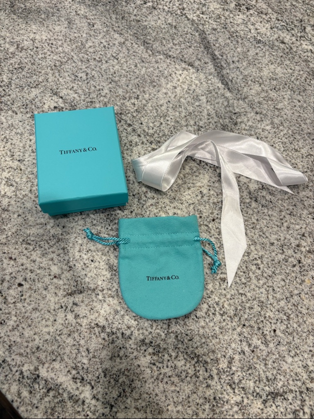 Tiffany & Co. Small Turquoise Pouch with Box and White Ribbon